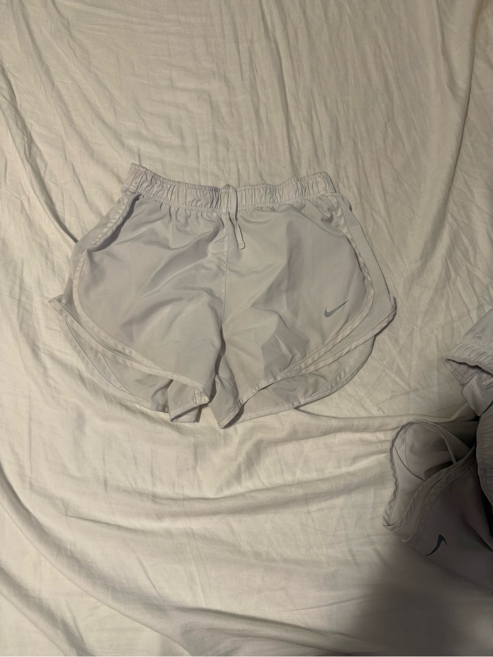 Nike Womens White Athletic Running Shorts with Swoosh